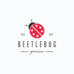 Fotobehang Minimalist ladybug beetle logo vector illustration design. Simple vintage insect label concept. © mr.bagaskara