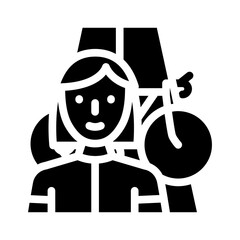 cycling female sport glyph icon vector. cycling female sport sign. isolated symbol illustration