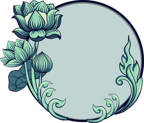 Lotus frame, Template for wedding invitation, greeting card, banner, gift voucher with place for text. 