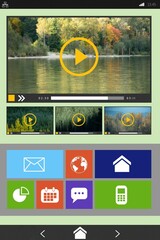Composite image of video player with various icons