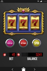 Naklejka premium Casino slot machine app on mobile screen