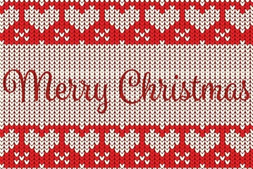 red knitting Christmas vector background snowflakes