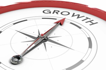 Compass pointing to growth