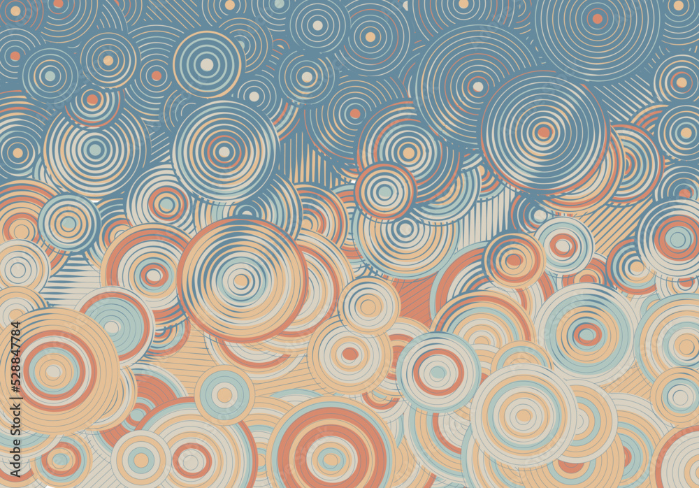 Aufkleber Abstract psychedelic background with circles and lines of various widths in retro optical illusion style.