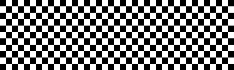 Seamless square mosaic grid geometric background pattern. black and white vintage checkered wallpaper.  tileable. Monochrome greyscale checker, chessboard or race flag competition concept backdrop.
