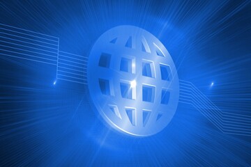 Shiny globe on blue background