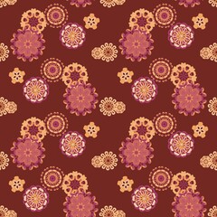 Ethnic handmade ornament. Wallpaper in the style of Baroque. Design for decorating,background, wallpaper, illustration, fabric, clothing, batik, carpet, embroidery.