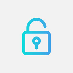 Unlock icon in gradient style about user interface, use for website mobile app presentation