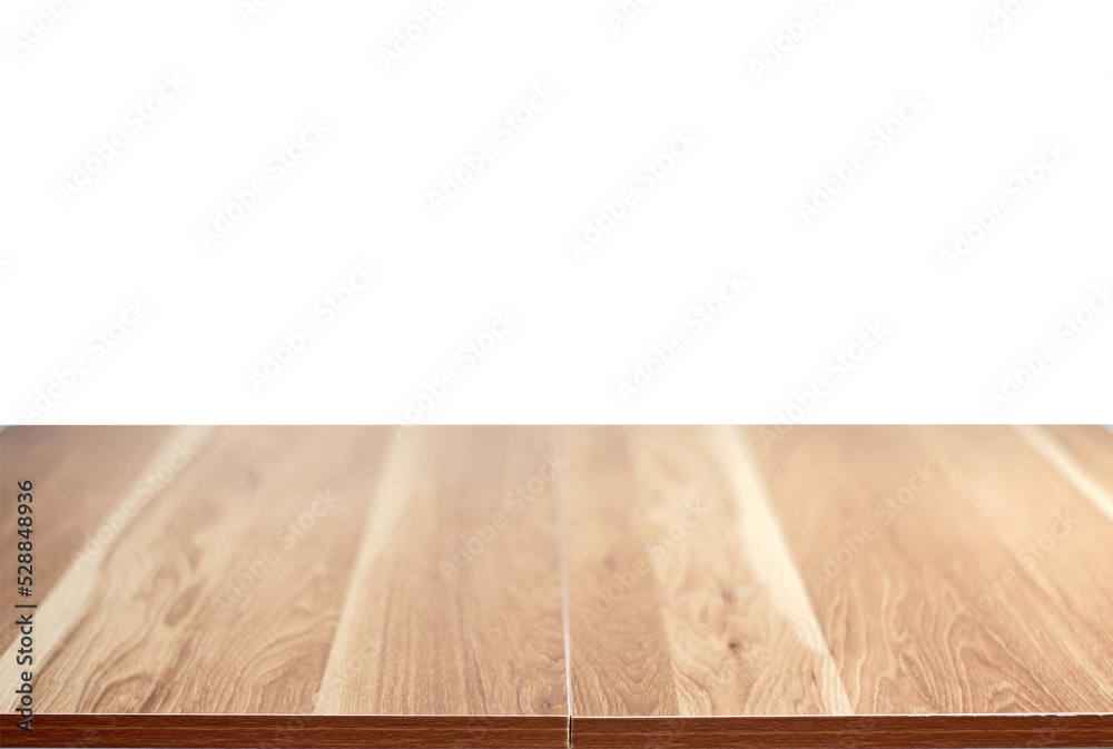 Wall mural brown empty wooden table top isolated on transparent background png file