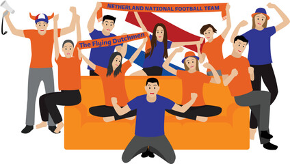 Netherland Football Fans Watching TV