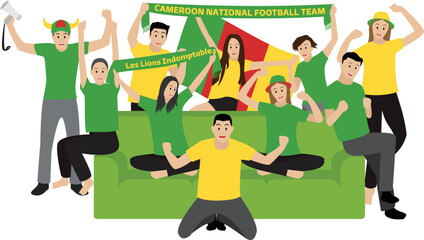 Obraz premium Cameroon Football Fans Watching TV