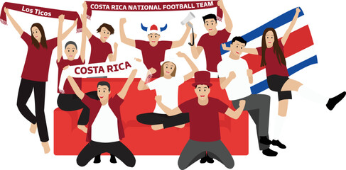 Cheerful Football Fans From Costa Rica