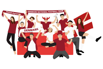 Obraz premium Cheerful Football Fans From Denmark