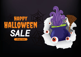 halloween sale banner design vector