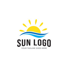 Sun summer logo icon vector template.