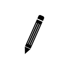 Pencil vector icon in black on a white background.