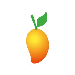 Mango fruit slice fresh tasty healthy white background green leaf