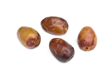 Phoenix dactylifera isolated on white background,Date palm fruit.