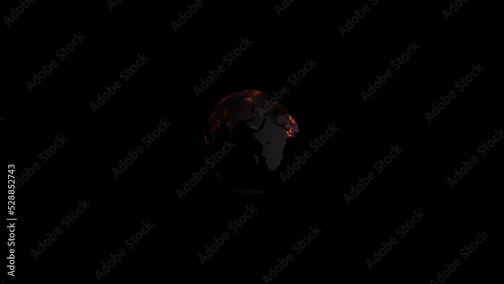 Poster Planet earth holographic, cyber universe and world map globe with satellite networking, futuristic innovation and worldwide connection moving on black background. Global space, 3d and abstract future