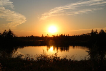 sunset over lake