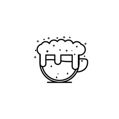 cup icon with foam on white background. simple, line, silhouette and clean style. black and white. suitable for symbol, sign, icon or logo
