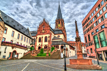 Abbey Fountain and St. Peter and Alexander Church in Aschaffenburg - Bavaria, Germany