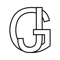 Logo sign gj jg icon nft interlaced letters g j