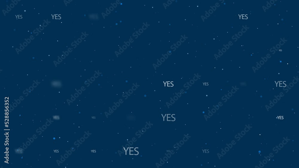 Poster template animation of evenly spaced yes symbols of different sizes and opacity. animation of transpa