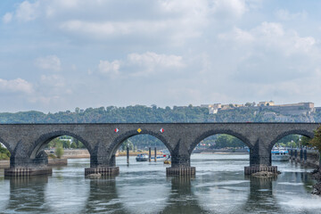 View of the historic bridge called Balduinbruecke in the german city Koblenz