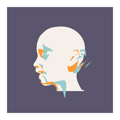 Human face side view silhouettes. Schizophrenia and split personality disorder and mental health psychiatric disease concept