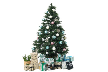 Beautiful Christmas tree, isolated on white background