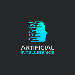 Artificial Intelligence AI Logo Human technology human digital, robot tech icon design vector template
