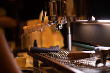 Fototapeta na wymiar espresso coffee machine ยrepare the extraction coffee