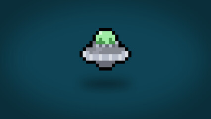 Pixel flying saucer UFO background - high res 8 bit wallpaper