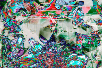 Abstract micrograph of actual methionine crystals, with polarization at 40x.