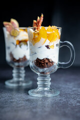 A fruit dessert with yogurt