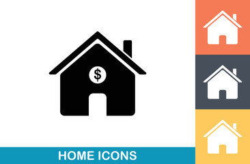  House Icon Set is ideal for a variety of applications.Stay at Home Icon in 4 Styles in Vector Format on White Background