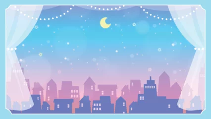 Fotobehang Purper ゆめかわな夜景の背景素材_深夜