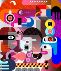 Poster Boze en geërgerde mensen vloeken en maken ruzie met elkaar. Moderne abstracte kunst vectorillustratie. ©  danjazzia