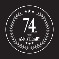 Luxury 74th years anniversary vector icon, logo. Graphic design element