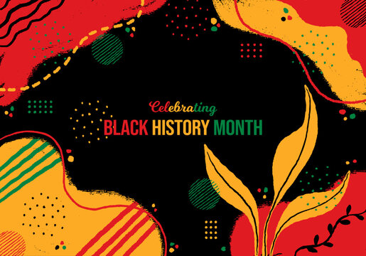Celebrating Black History Month Memphis concept Background. African Americans February poster. Horizontal banner vector illustration. Website header, social media post, greeting card graphic resource