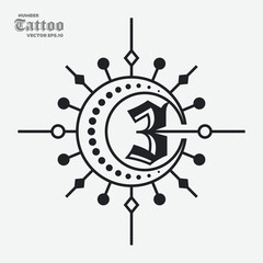 Fototapeta premium Number 3Tattoo Logo