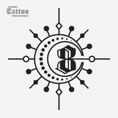 Fototapeta premium Number 8 Tattoo Logo