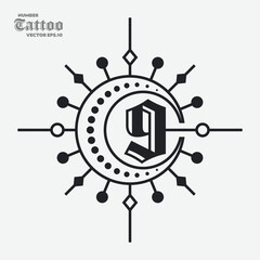 Number 9 Tattoo Logo