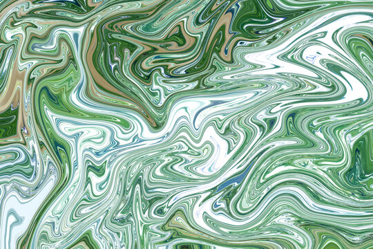 Green and white creative liquid background, fluid art painting.