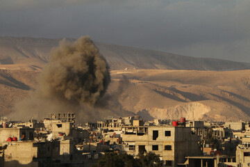 Smoke cloud from air raids