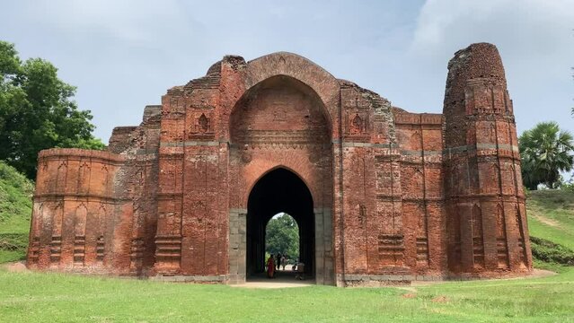 Archaeological ruins of the Islamic architecture of ancient Dakhil Darwaza in the old capital of the Bengal Sultanate, Gour.