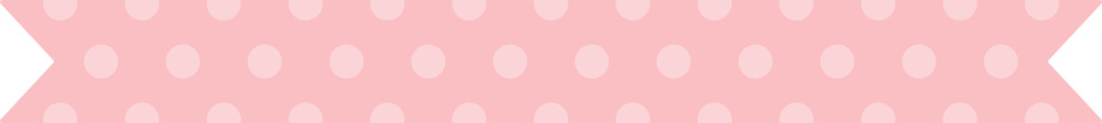 Cute pastel pink patterned ribbon label. Flat design illustration.	