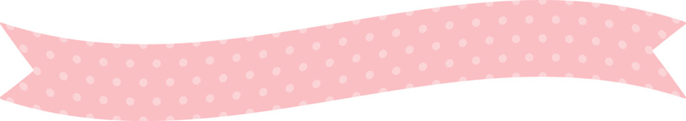 Cute pastel pink patterned ribbon label. Flat design illustration.	