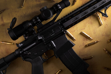 AR 15 with cartridges flat composition